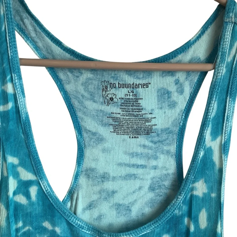 No Boundaries Women’s Aqua Tie-Dye Tank Top Size L - Picture 6 of 7